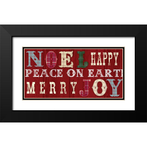 Noel Peace On Earth Black Modern Wood Framed Art Print with Double Matting by Lula Bijoux And Company