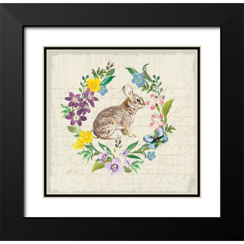 Easter Garden Wreath Black Modern Wood Framed Art Print with Double Matting by Allen, Candace