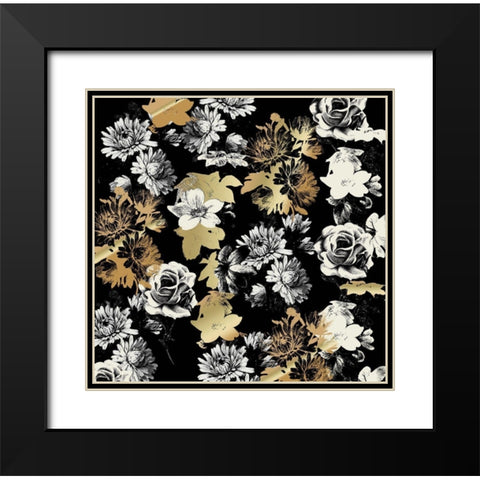 MidnightFlora 1 Black Modern Wood Framed Art Print with Double Matting by Allen, Candace