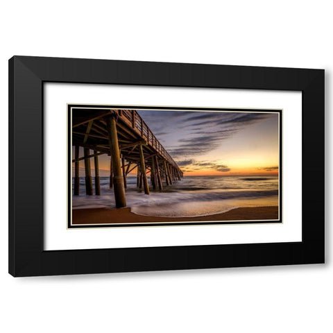 Sunset At The Beach Black Modern Wood Framed Art Print with Double Matting by Taylor, Glenn