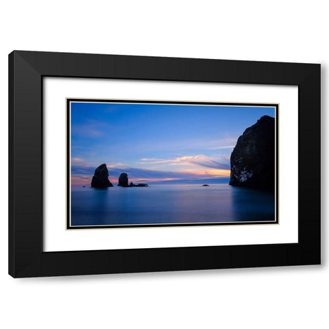 Blue Calm Black Modern Wood Framed Art Print with Double Matting by Taylor, Glenn
