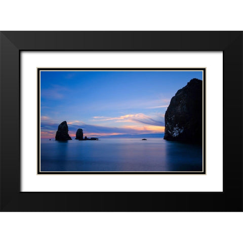 Blue Calm Black Modern Wood Framed Art Print with Double Matting by Taylor, Glenn