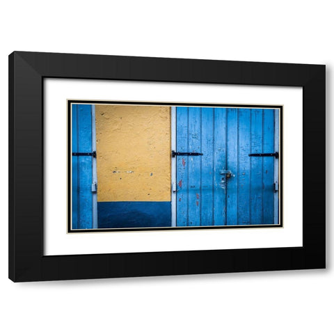 Blue Entrance Black Modern Wood Framed Art Print with Double Matting by Taylor, Glenn