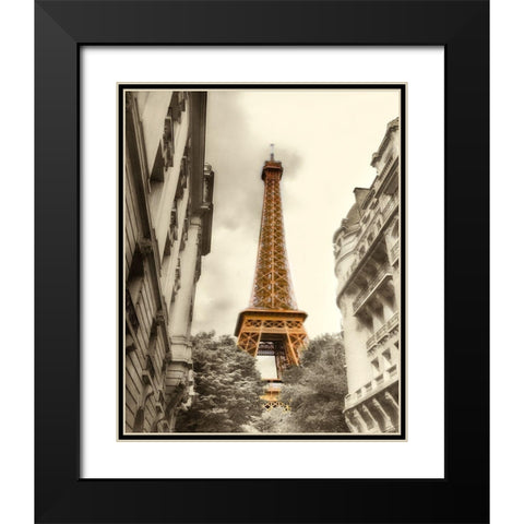 Eiffel Tower Black Modern Wood Framed Art Print with Double Matting by Poinski, Dianne