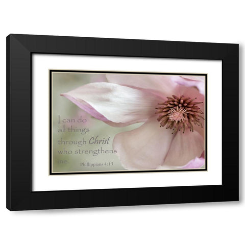 Pink Magnolia Christ Black Modern Wood Framed Art Print with Double Matting by Poinski, Dianne