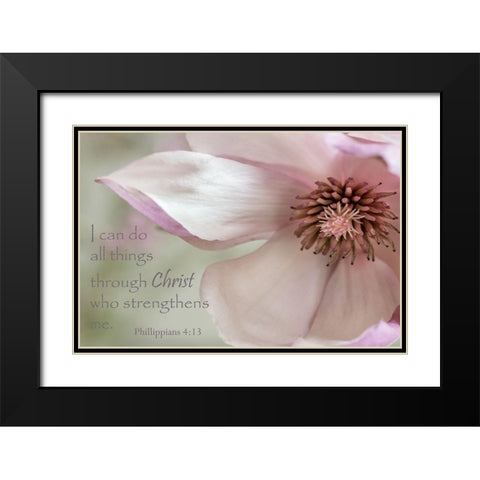 Pink Magnolia Christ Black Modern Wood Framed Art Print with Double Matting by Poinski, Dianne
