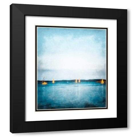 Seaview Painted Sailboats Black Modern Wood Framed Art Print with Double Matting by Rowland, Joseph