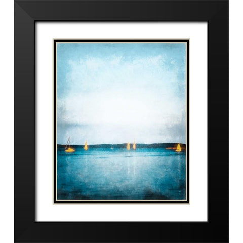 Seaview Painted Sailboats Black Modern Wood Framed Art Print with Double Matting by Rowland, Joseph