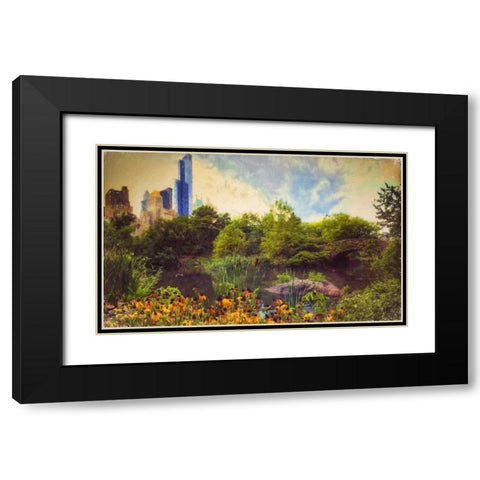 Central Park Painted Black Modern Wood Framed Art Print with Double Matting by Rowland, Joseph