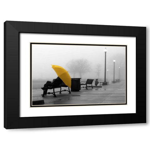 Sitting In The Rain Black Modern Wood Framed Art Print with Double Matting by De Carvalho, Sandro
