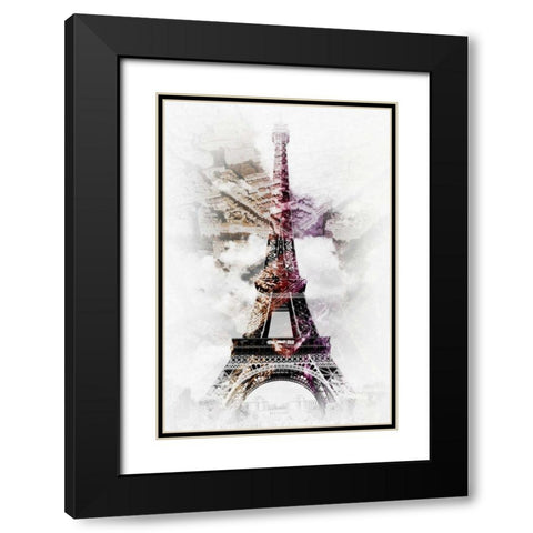 Eiffel 8 Black Modern Wood Framed Art Print with Double Matting by De Carvalho, Sandro