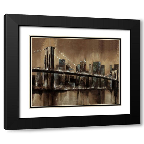 Brooklyn After Dark Black Modern Wood Framed Art Print with Double Matting by Sunny