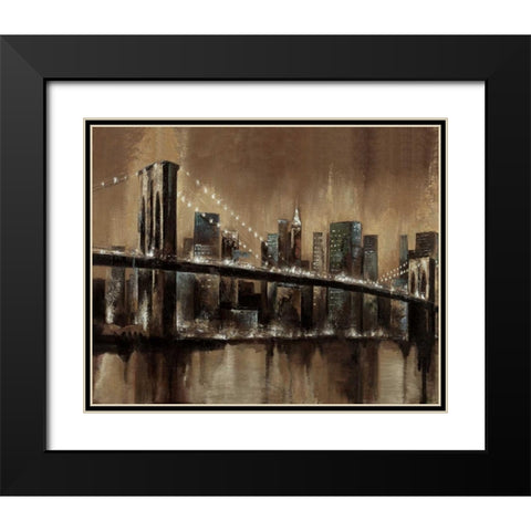 Brooklyn After Dark Black Modern Wood Framed Art Print with Double Matting by Sunny