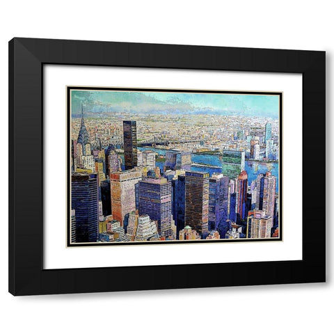 View of New York City Black Modern Wood Framed Art Print with Double Matting by Ghanooni, Sarah