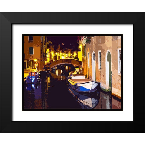 Gondola Night Black Modern Wood Framed Art Print with Double Matting by Ghanooni, Sarah