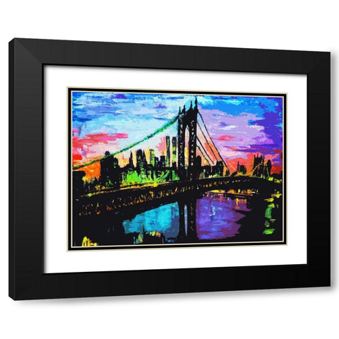 Brooklyn Bridge Sky Black Modern Wood Framed Art Print with Double Matting by Ghanooni, Sarah