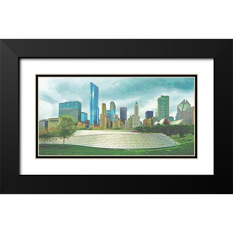 City Scape N2 Black Modern Wood Framed Art Print with Double Matting by Ghanooni, Sarah