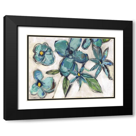 Aqua Flora A2 Black Modern Wood Framed Art Print with Double Matting by Haynes, Smith