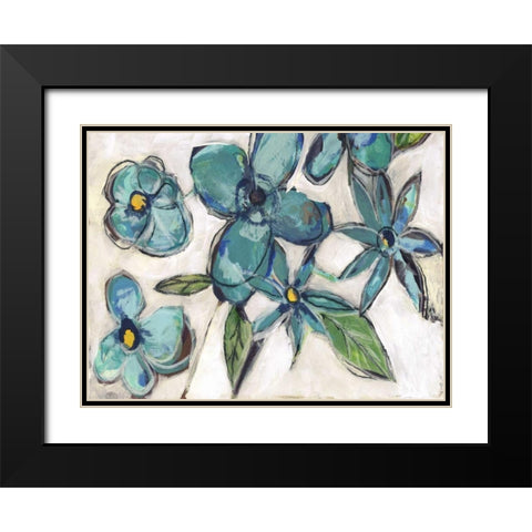Aqua Flora A2 Black Modern Wood Framed Art Print with Double Matting by Haynes, Smith