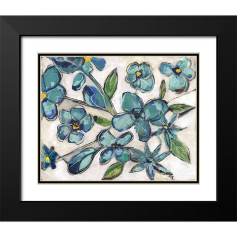 Aqua Flora Black Modern Wood Framed Art Print with Double Matting by Haynes, Smith