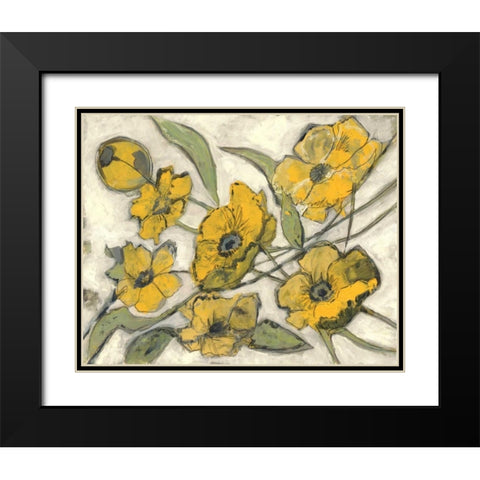 Citron Flora Black Modern Wood Framed Art Print with Double Matting by Haynes, Smith