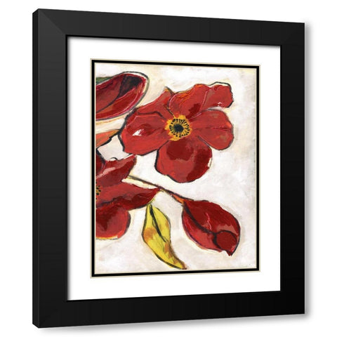 Red Flora C1 Black Modern Wood Framed Art Print with Double Matting by Haynes, Smith