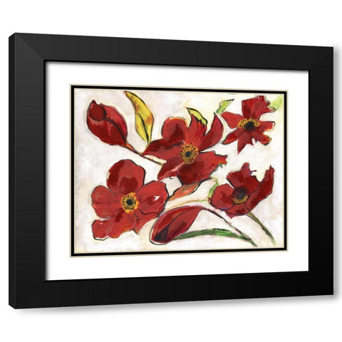 Red Flora Black Modern Wood Framed Art Print with Double Matting by Haynes, Smith
