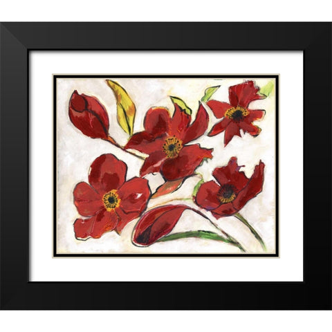 Red Flora Black Modern Wood Framed Art Print with Double Matting by Haynes, Smith