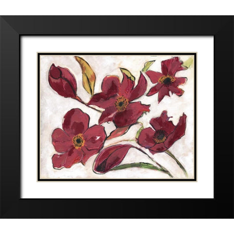 Ox Blood Flora Black Modern Wood Framed Art Print with Double Matting by Haynes, Smith