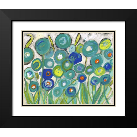 Flora Discs in Seafoam Black Modern Wood Framed Art Print with Double Matting by Haynes, Smith