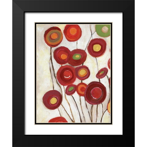 Flora Discs B1 Black Modern Wood Framed Art Print with Double Matting by Haynes, Smith