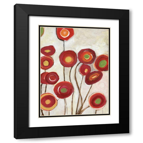 Flora Discs B2 Black Modern Wood Framed Art Print with Double Matting by Haynes, Smith