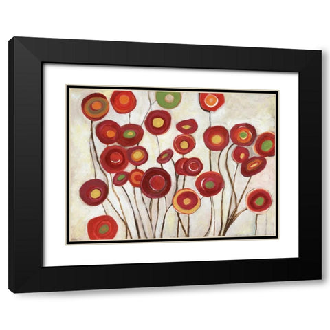 Flora Discs in Reds Black Modern Wood Framed Art Print with Double Matting by Haynes, Smith