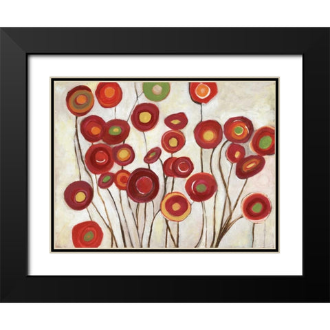 Flora Discs in Reds Black Modern Wood Framed Art Print with Double Matting by Haynes, Smith