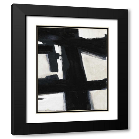 Stark Lines Black Modern Wood Framed Art Print with Double Matting by Haynes, Smith