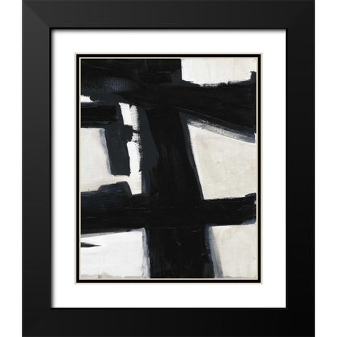 Stark Lines Black Modern Wood Framed Art Print with Double Matting by Haynes, Smith