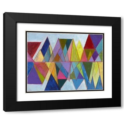 Asym Tri 2 Black Modern Wood Framed Art Print with Double Matting by Haynes, Smith