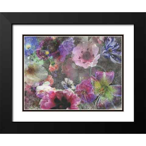 Floral Meeting Black Modern Wood Framed Art Print with Double Matting by Haynes, Smith