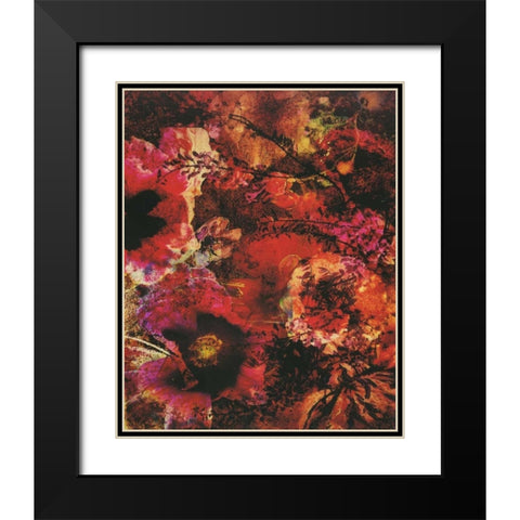 Crimson Florals Black Modern Wood Framed Art Print with Double Matting by Haynes, Smith