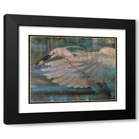 Deep Crane Black Modern Wood Framed Art Print with Double Matting by Haynes, Smith