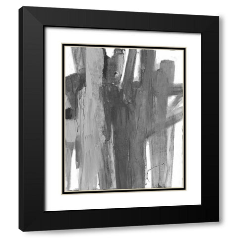 Monochromatic Smears 1 Black Modern Wood Framed Art Print with Double Matting by Haynes, Smith