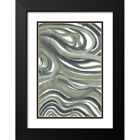 Emerald Swirls 1 Black Modern Wood Framed Art Print with Double Matting by Haynes, Smith