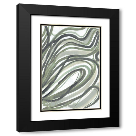 Emerald Swirls 2 Black Modern Wood Framed Art Print with Double Matting by Haynes, Smith