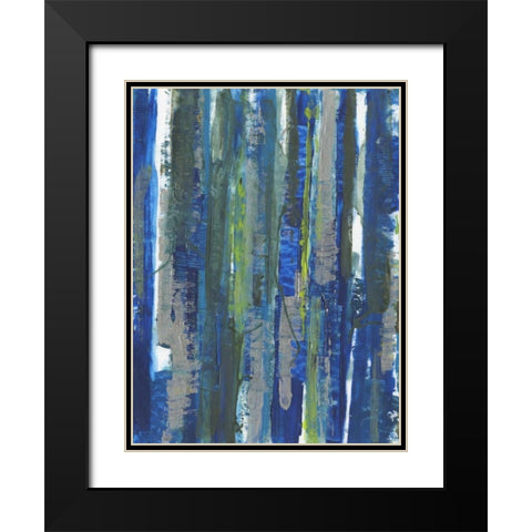 Ultramarine Streaks Black Modern Wood Framed Art Print with Double Matting by Haynes, Smith