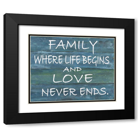 Family Where Life Begins Black Modern Wood Framed Art Print with Double Matting by Haynes, Smith