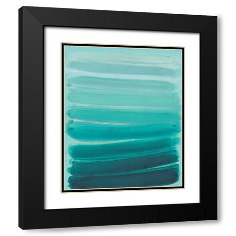 Ombre Teal 2 Black Modern Wood Framed Art Print with Double Matting by Haynes, Smith
