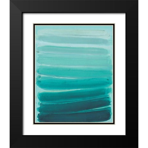 Ombre Teal 2 Black Modern Wood Framed Art Print with Double Matting by Haynes, Smith