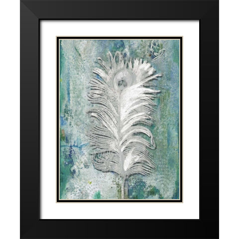 Silvery Peacock 1 Black Modern Wood Framed Art Print with Double Matting by Haynes, Smith