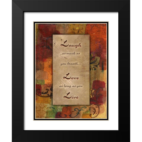 Live Laugh Love Autumn Blooms Black Modern Wood Framed Art Print with Double Matting by Haynes, Smith