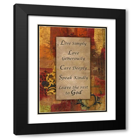 Live Simply Damask Autumn Blooms Black Modern Wood Framed Art Print with Double Matting by Haynes, Smith